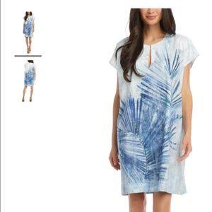 Leaf Print Tye Dye Shift Dress